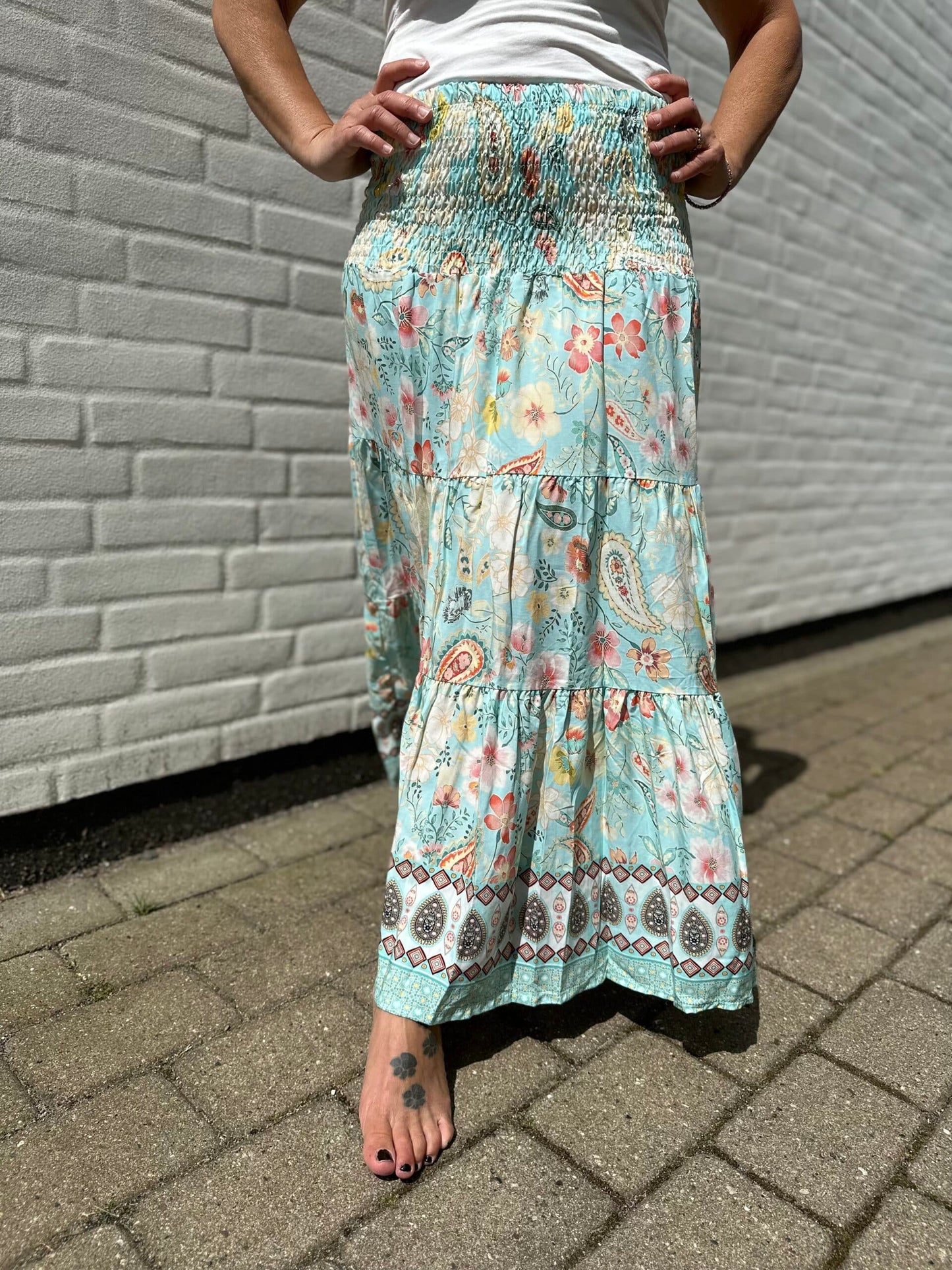 Boho nederdel aqua/ LIVA K
