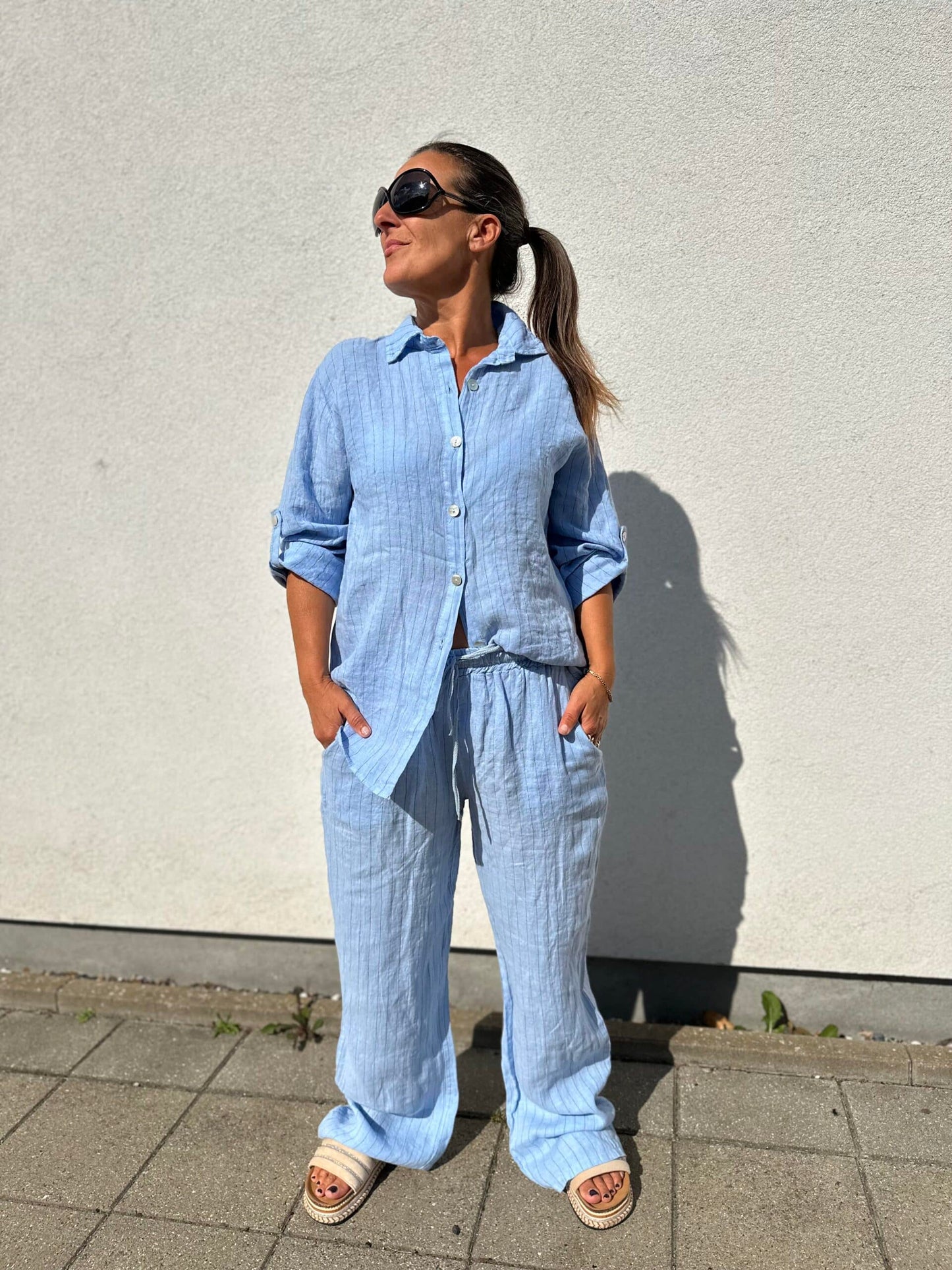 Bianca stribet skjorte lyseblå / Liva K