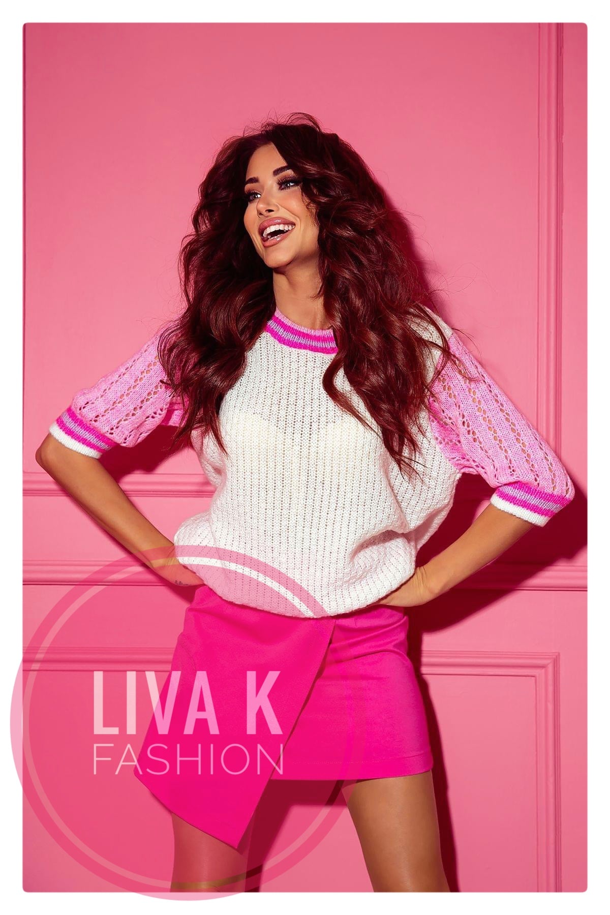 Sommer strik i pink og hvid