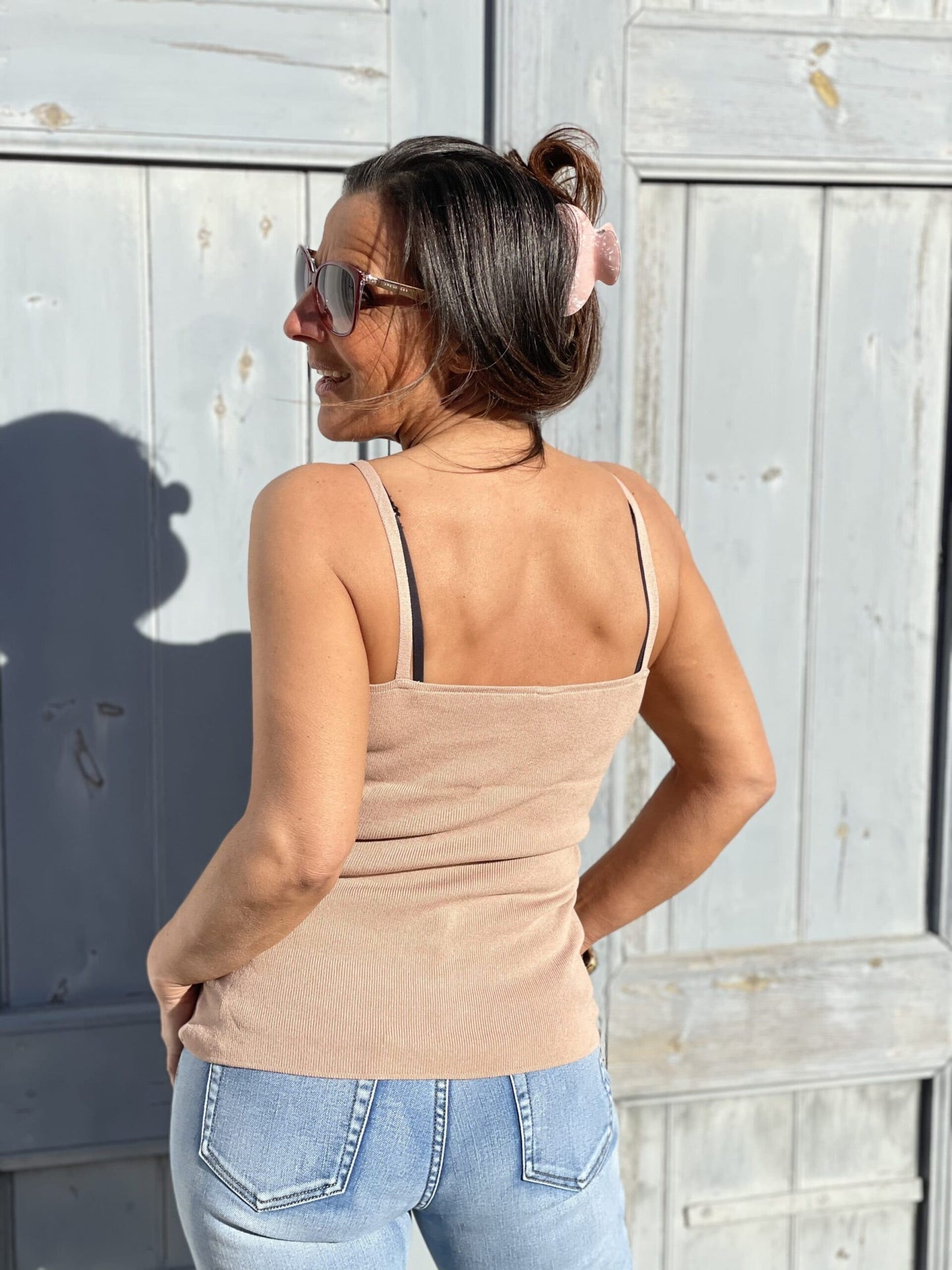 Sille top i taupe