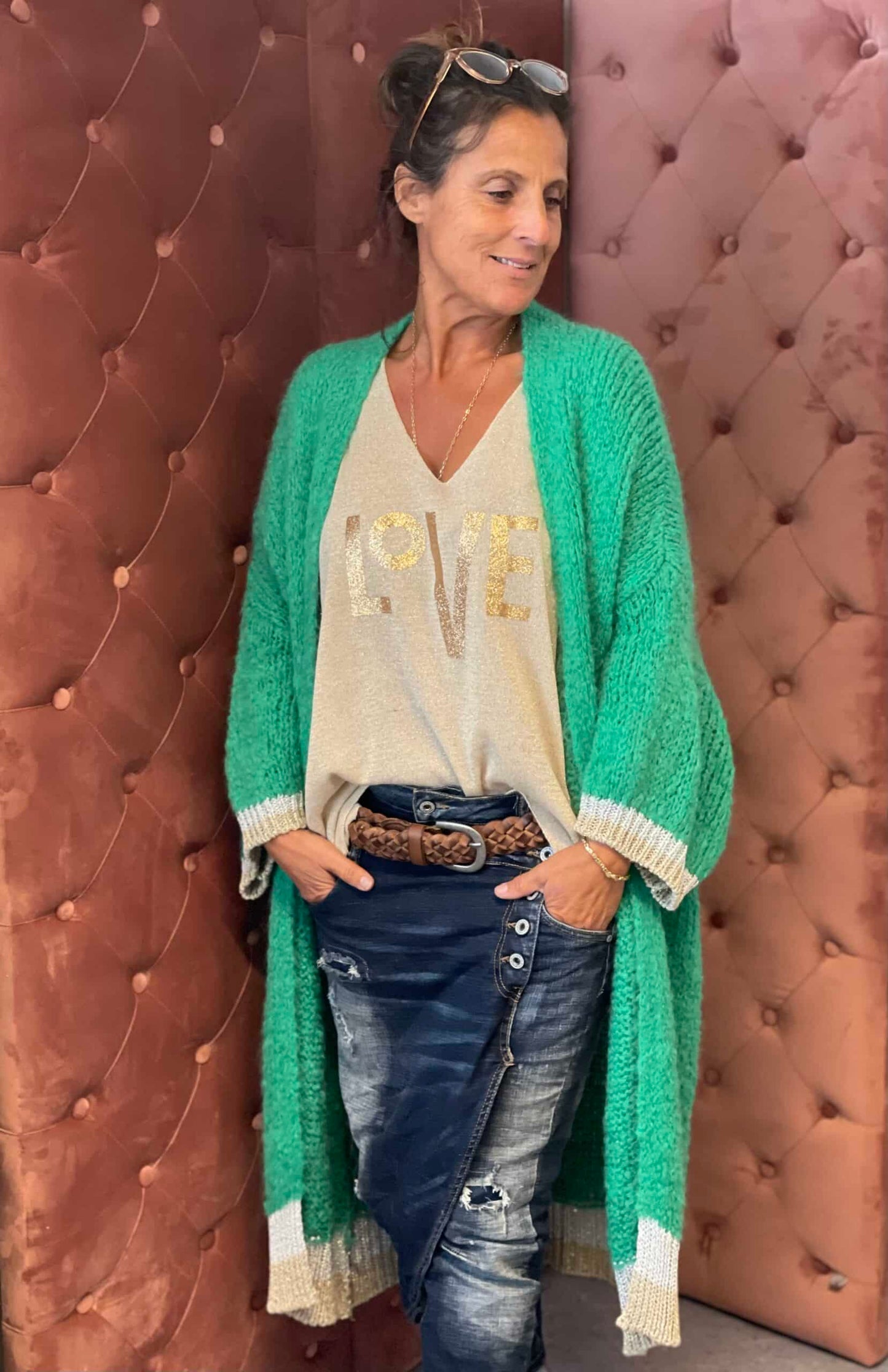 Flora grøn cardigan / LIVA K
