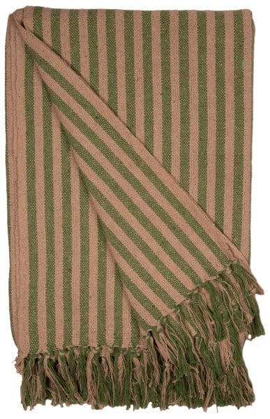 Grøn og creme stribet recycled plaid