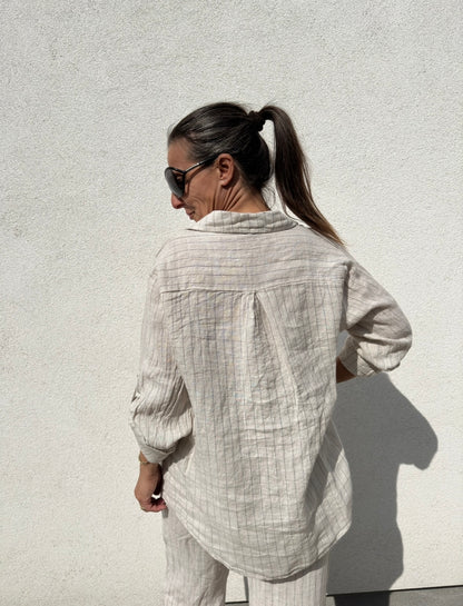 Bianca stribet skjorte creme / Liva K
