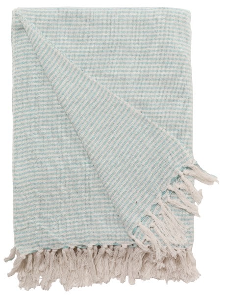 Mint og hvid stribet recycled plaid