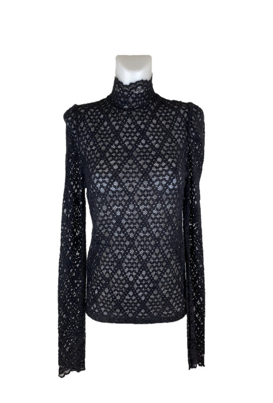 Fluffy bluse i sort / LIVA K
